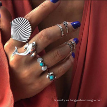 Shangjie oem hawaii dedo anillo de nudillos joyas de joyas de anillos 8 pcs juegos de anillo hawaianos para niñas